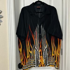 C-two vintage flame skater button-down shirt size XL